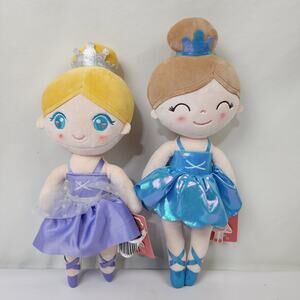 2 Gloveleya Plush 16'' Brunette Blonde Soft First Ballerina Dolls NWTs
